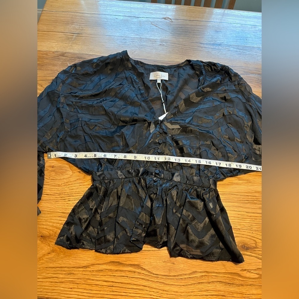LACADEMIE Elegant NWT Black Women's Sheer Top Size XS - Picture 7 of 8